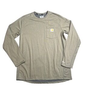 Carhartt Force Men's Medium Relaxed Fit Long Sleeve Pocket T Shirt Tan